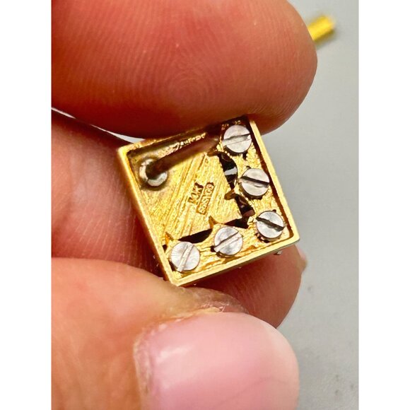 14K Gold Tie Tack or Lapel Pin with Genuine Gemstones Mens Jewelry Accessory - Picture 5 of 7